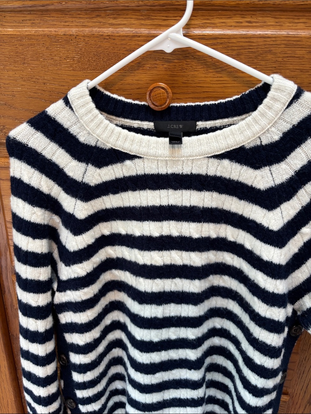 J. Crew Navy and White Striped Crewneck Sweater
